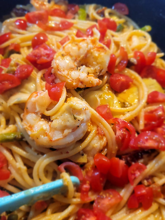 Wild Shrimp and Artichoke Pasta