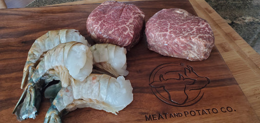 Sirloin and Jumbo Pink Prawns