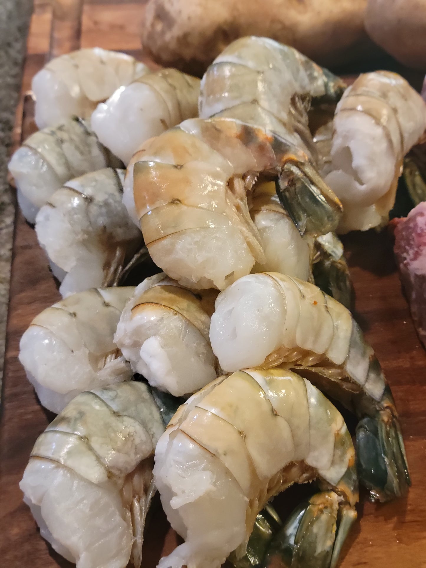 Flat Iron steaks and Wild Pink Prawns. (4 steaks and 2 Pounds of prawns)