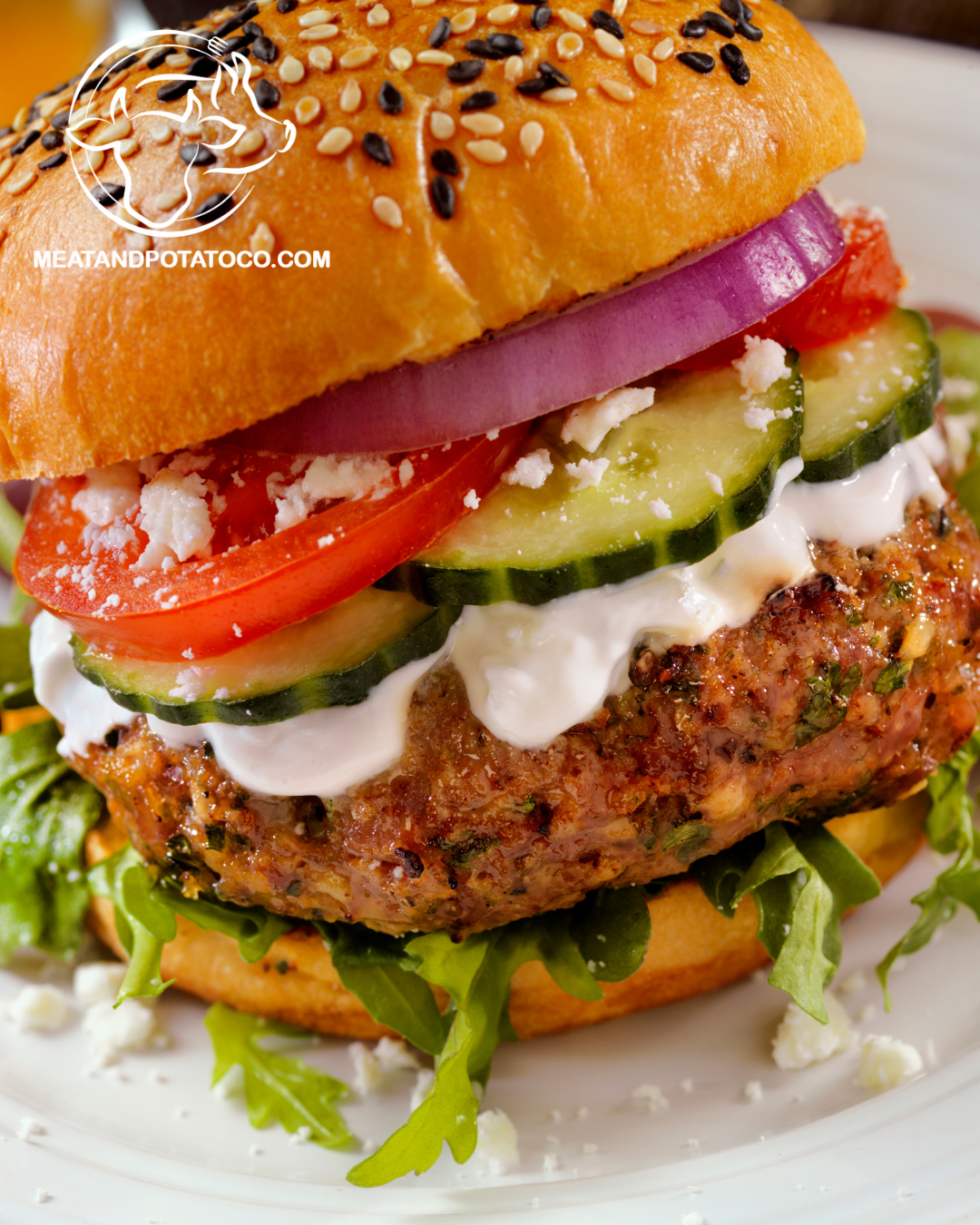 The most delicious lamb burger recipe with Local Idaho Lamb and Feta cheese