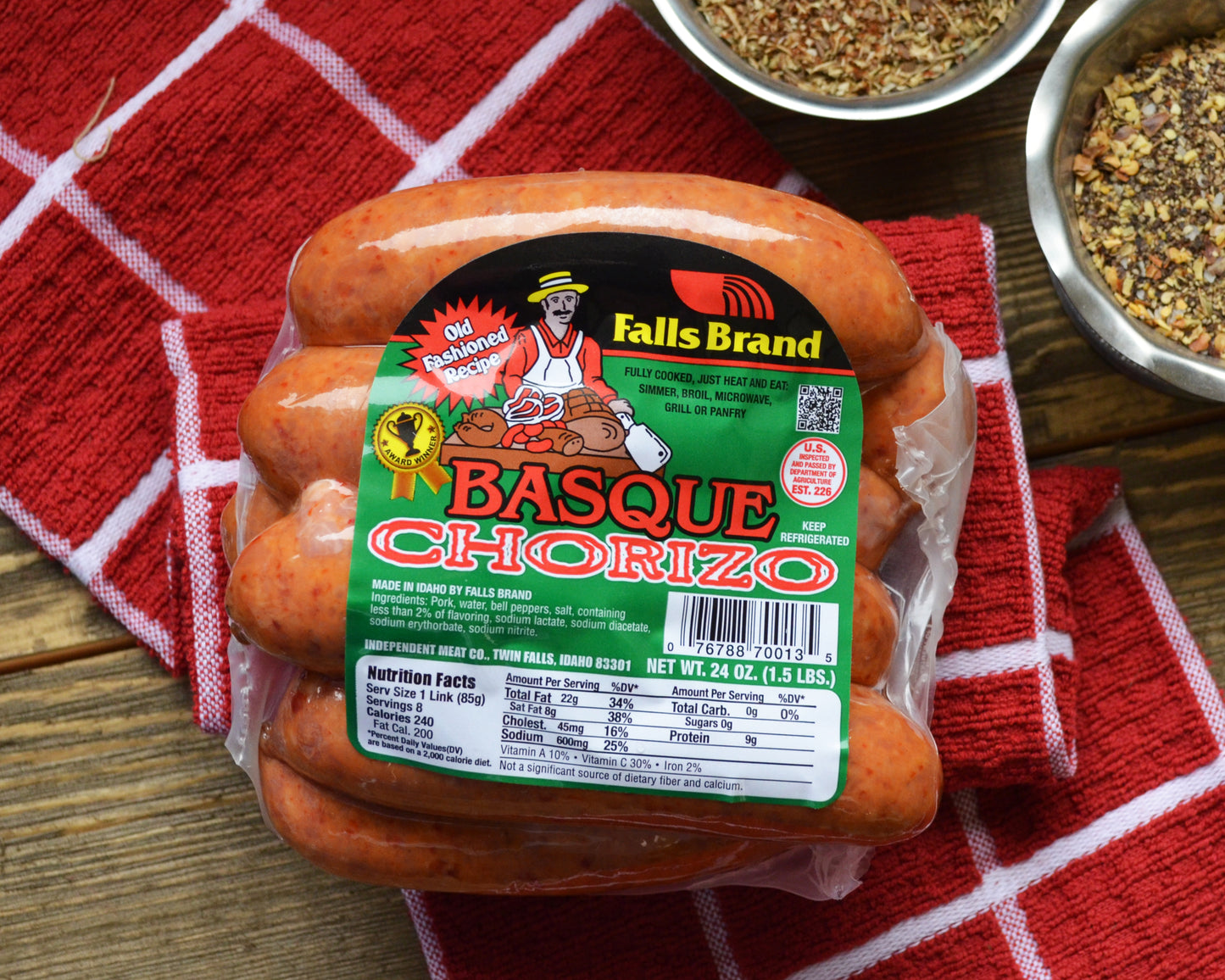 Authentic Basque Chorizo 1.5# packs