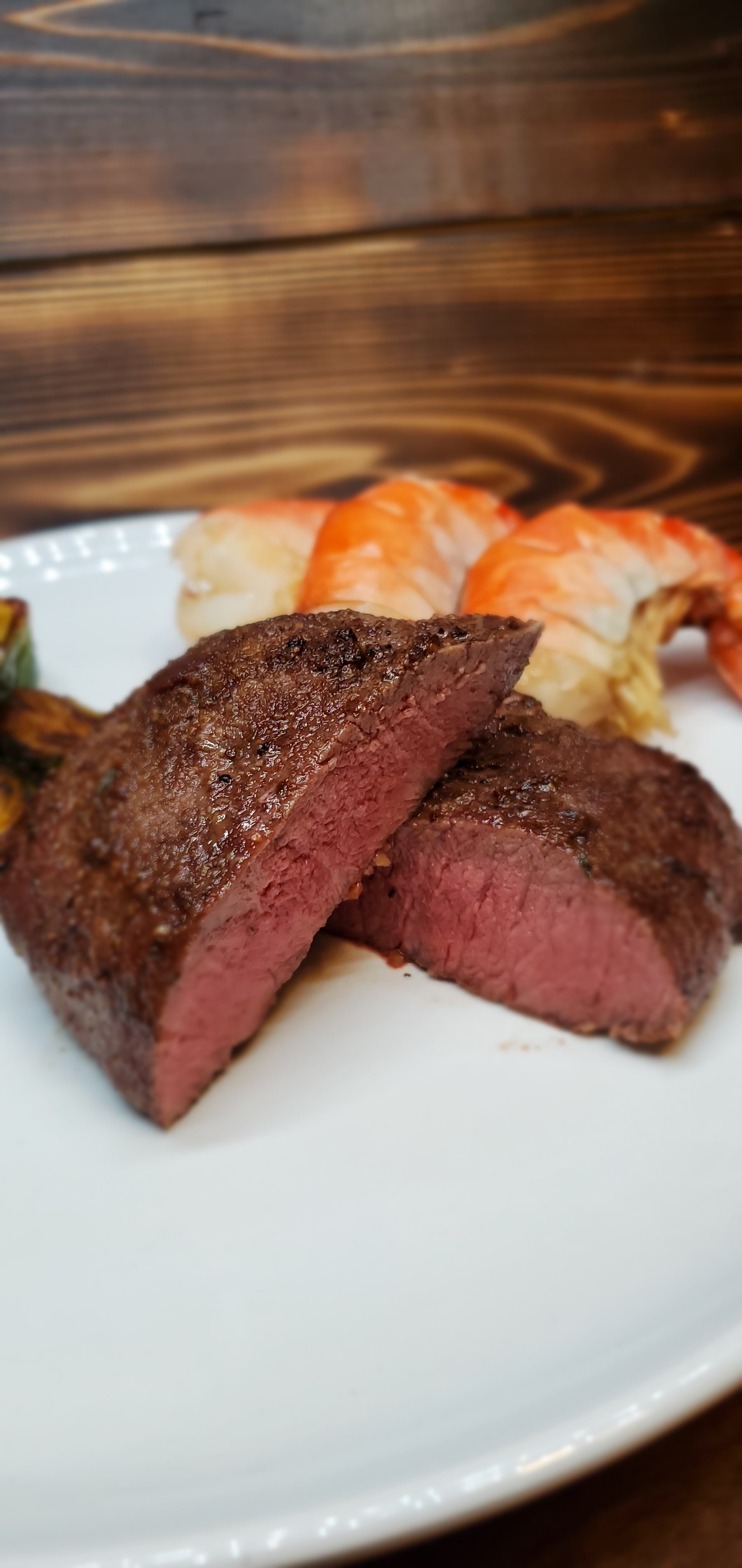 Flat Iron steaks and Jumbo Prawns. 4 steaks and 2 #'s of prawns